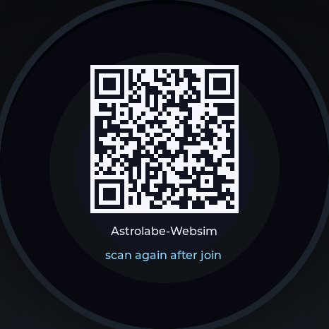 WebSim Settings face showing a QR setup card